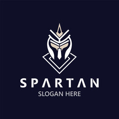Spartan Helmet Warrior Logo template. spartan flat design vector