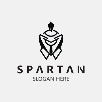Spartan Helmet Warrior Logo template. spartan flat design vector