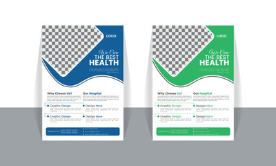 Corporate healthcare and medical  a4 flyer design template for print. Creative medical healthcare flyer poster template design