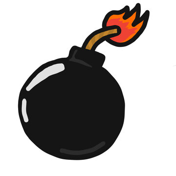 bomb with Burning Fuse Cartoon in Transparent Background