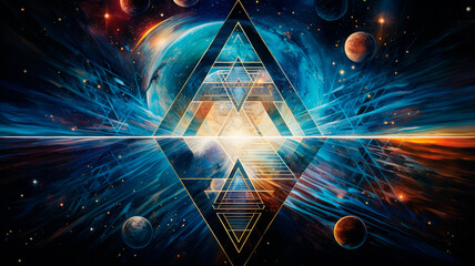 illustration of time travel, a sci-fi shot depicting other spaces and times, Generative AI