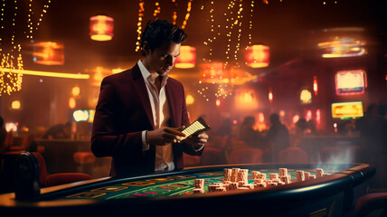 online casinos, big gambling in your smartphone. illustration of gambling mobile apps, Generative AI