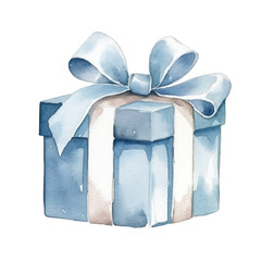 Gift box watercolor illustration. clipart for design. Christmas elements. isolated on transparent background. Generative ai