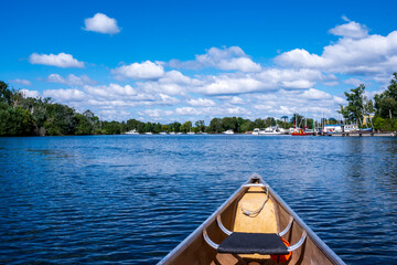 view from a canoe: looking west toward moored pleasure boats on the toronto islands in summer room...