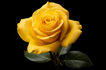 Yellow rose isolated on black
