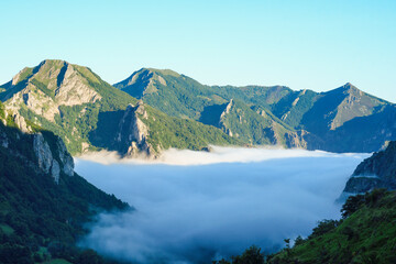Sea of clouds between the mountains of Somiedo