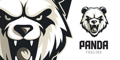 Illustrated Panda Illustration: Tailored Vector Graphic for Sport and E-Sport Gaming Teams, incorporating the iconic Panda Bear Mascot head into the logo.
