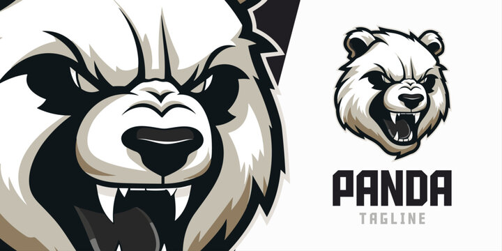 Illustrated Panda Logo: Perfect for Sport and E-Sport Gaming Teams, featuring a dynamic Mascot Illustration and Vector Graphic of the Panda Bear Mascot head.
