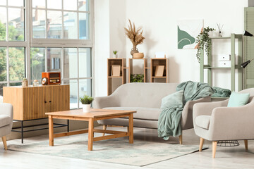 Interior of modern living room with sofa and coffee table