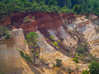 Colorful rock formations from ocher in the Colorado Provencal, Provence, France