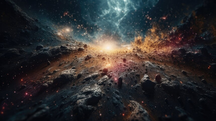 Fototapeta premium Endless universe with stars and galaxies in outer space. Cosmos art.