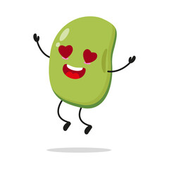 Cute happy mung bean character. Funny fall in love bean cartoon emoticon in flat style. mung bean emoji vector illustration