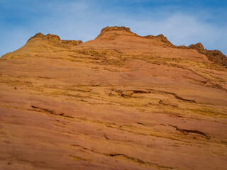 Abstract Rustrel canyon ocher cliffs landscape. Provencal Colorado near Roussillon, Southern France.