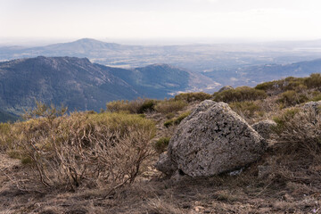 landscape in the mountains, the stone and clouds, from the top, Spain, north to Madrid