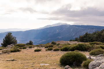 landscape with sky and mountains, from the hill in Spain, Bustarviejo