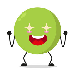 Cute excited peas character. Funny electrifying vegetable cartoon emoticon in flat style. bean emoji vector illustration
