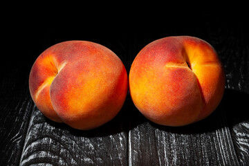Fototapeta na wymiar peach group on wood background