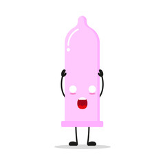 Cute shocked condom character. Funny contraceptive cartoon emoticon in flat style. protection emoji vector illustration
