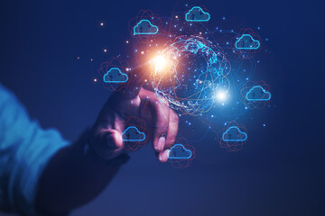 2024 business concept, businessman or engineer Show the trend of driving digital currency to develop online business.	
