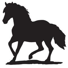 Black and white vector flat illustration: horse silhouette ready to print	
