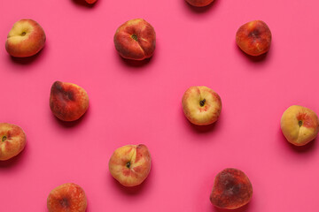 Sweet fig peaches on pink background