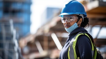 diversity and inclusivity photography woman working on construction site wearing PPE - Powered by Adobe