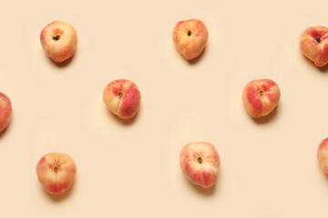 Sweet fig peaches on yellow background