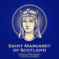 Catholic Saints. Saint Margaret of Scotland (1045-1093) also known as Margaret of Wessex, was an English princess and a Scottish queen. - obrazy, fototapety, plakaty