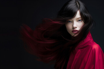 Asian woman. Fashion stylish autumn, winter design.