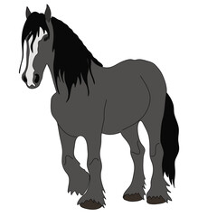 Cartooned vector illustration ready to print: strong and colorful horse sticker