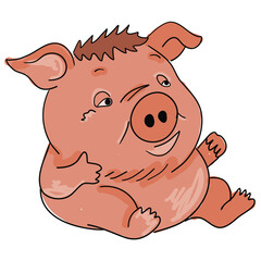 Cartooned vector illustration ready to print: cute hungry piggy