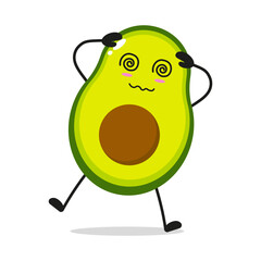 Cute dizzy avocado character. Funny confused fruit cartoon emoticon in flat style. avocado emoji vector illustration