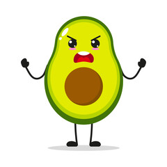 Cute furious avocado character. Temperament fruit cartoon emoticon in flat style. avocado emoji vector illustration