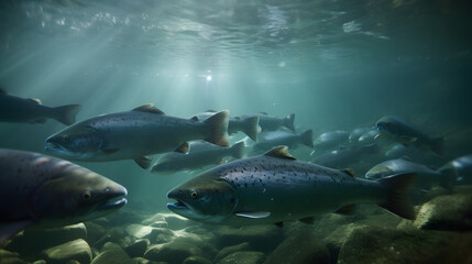 Widescreen Waters: The Panoramic Dance of Trout in Nature's Currents