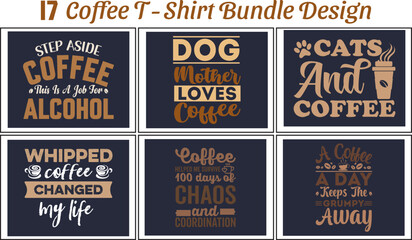 Coffee Typography Vector T-Shirt Bundle Design 17