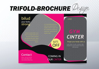 Creative GYM Trifold Brochure Template Design.