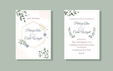 Rustic watercolor wedding invitations