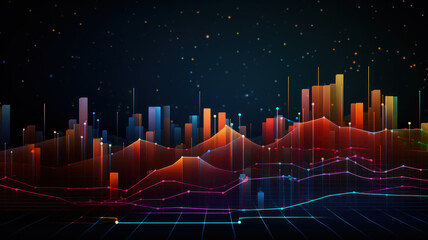 Naklejka premium Dark Background with Connected Dots and Lines, Data Network Illustration