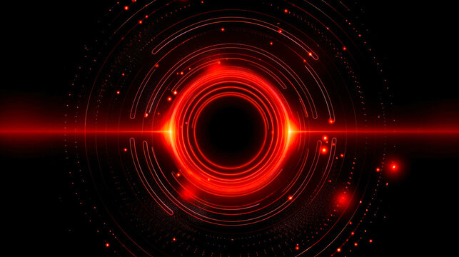 Red neon circle background. Futuristic technology style. Elegant background for business tech presentations. Ai generative.