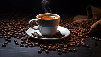 Fototapeta premium Sleek and stylish espresso coffee on retro table