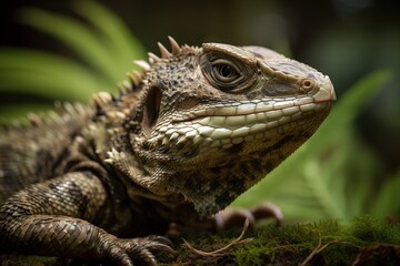 Fototapeta premium Tilt shift close up of a Tuatara forest New Zealand.