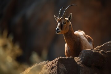 Walia ibex, Capra walie, rare endemic mountain animal in the nature habitat. Generative AI