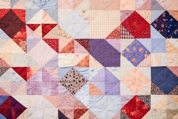 Fototapeta premium Colorful patchwork quilt background Close up of a patchwork quilt