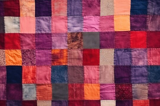 Colorful patchwork quilt as background, closeup of photo