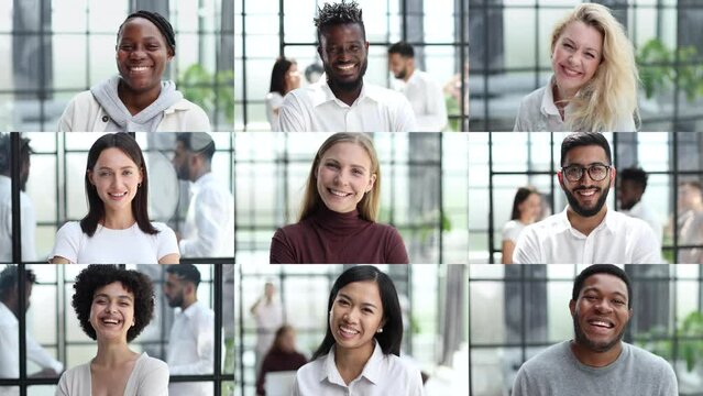 Collage of Diverse Multiethnic Team of Smiling Business People