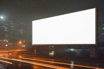 BILLBOARD IN THE RAINY DAY AND BACKGROUND OF NIGHT