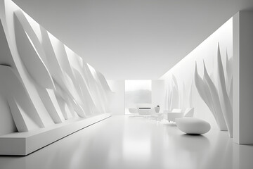 Modern and minimalist design with clean lines and subtle forms in a sleek white abstract