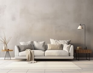 Grey modern living room with sofa