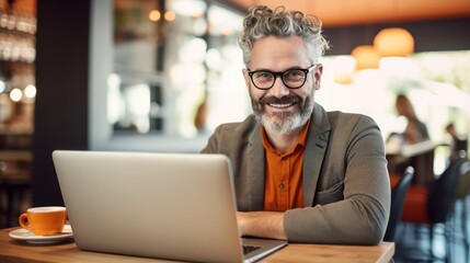 Fototapeta premium Man sitting with laptop