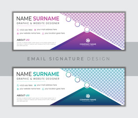 Minimal and modern corporate business email signature design for company marketing and advertising. sale 2 different gradient color trending set with clean mockup 2023 and 2024.	       
